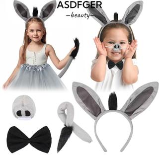 ASDFGER 4 Bộ Trang Phục Lừa, Thắt Nơ Ngộ nghĩnh Donkey Headband, Động Vật Thời Trang Đuôi Mũi Lừa Tai Băng Đô Trẻ Em Người Lớn