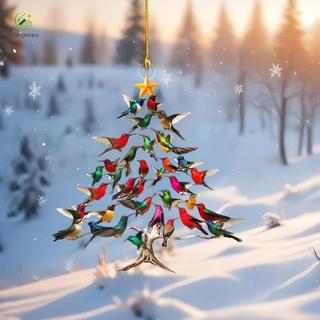 ⭐GROUS⭐Transparent Acrylic HummingFor Bird Ornament for Unique Holiday Decoration Ideas