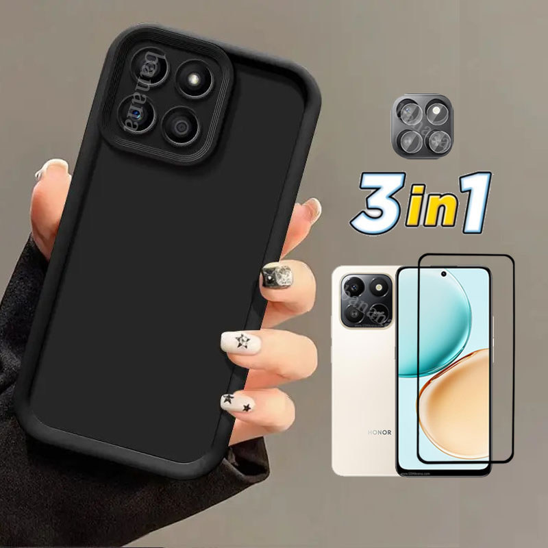 Ốp điện thoại chống sốc trọn gói 3in1 Honor X7D cho Honor X7C X8C X6C X9D Kính cường lực gốm + Phim ống kính