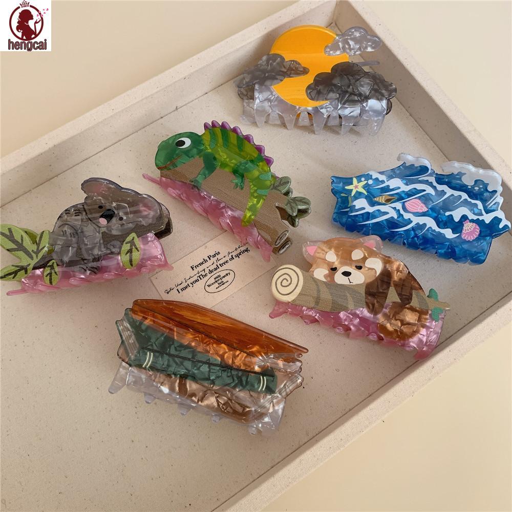 Kẹp tóc hình động vật: Cá mập, Gấu trúc, Koala và Chameleon dành cho bé gái