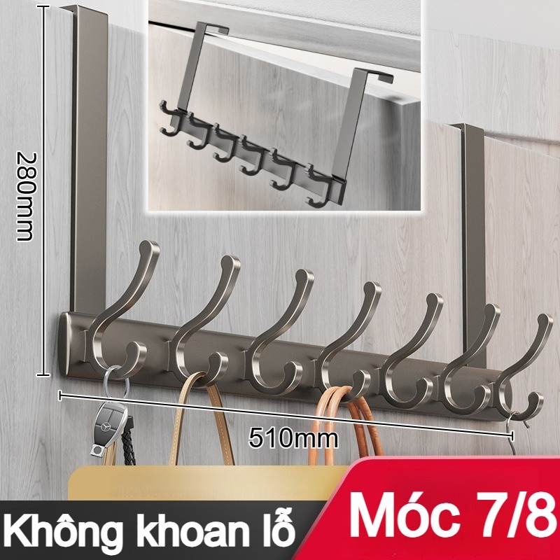 Thanh Móc Treo Sau Cửa Không Khoan Đục,giá treo áo khoác,nhôm cao cấp chống gỉ, tiết kiệm không gian