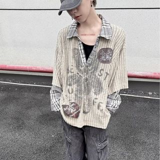 Áo sơ mi polo cổ điển bỏ túi, cổ kẻ sọc, phù hợp nam và nữ