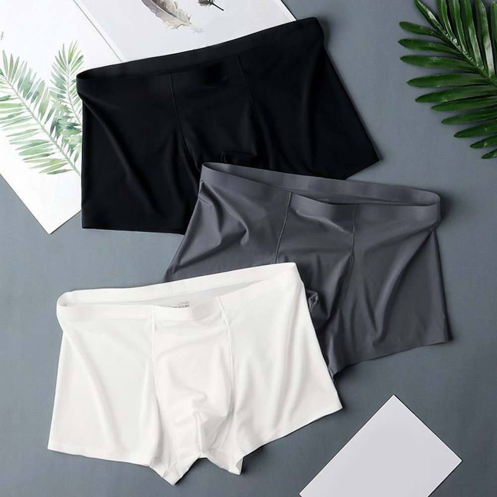 Quần lót Boxer nam mỏng bằng chất liệu lụa băng Màu trơn thoải mái có sẵn