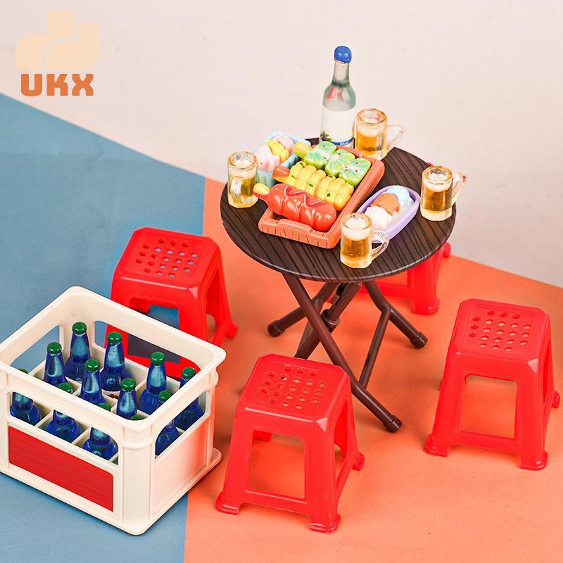 Bộ phân bàn gấp thu nhỏ UKX 1: 12, Phụ kiện trang trí nội thất nhà búp bê VN