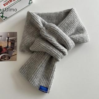 Khăn dệt kim chữ lười màu trơn ngắn, ấm áp thu đông, bảo vệ cổ cho nam và nữ