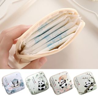 Túi đựng mỹ phẩm HOBBYIN, Túi đựng băng vệ sinh gấu trúc đa năng, Tai nghe son môi dung tích lớn Lưu trữ Ví đựng tiền xu PVC