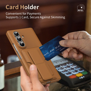 Ví da PU có ngăn đựng thẻ, ốp lưng Samsung Galaxy Z Fold 7/6/5 5G, chống sốc, chân đế