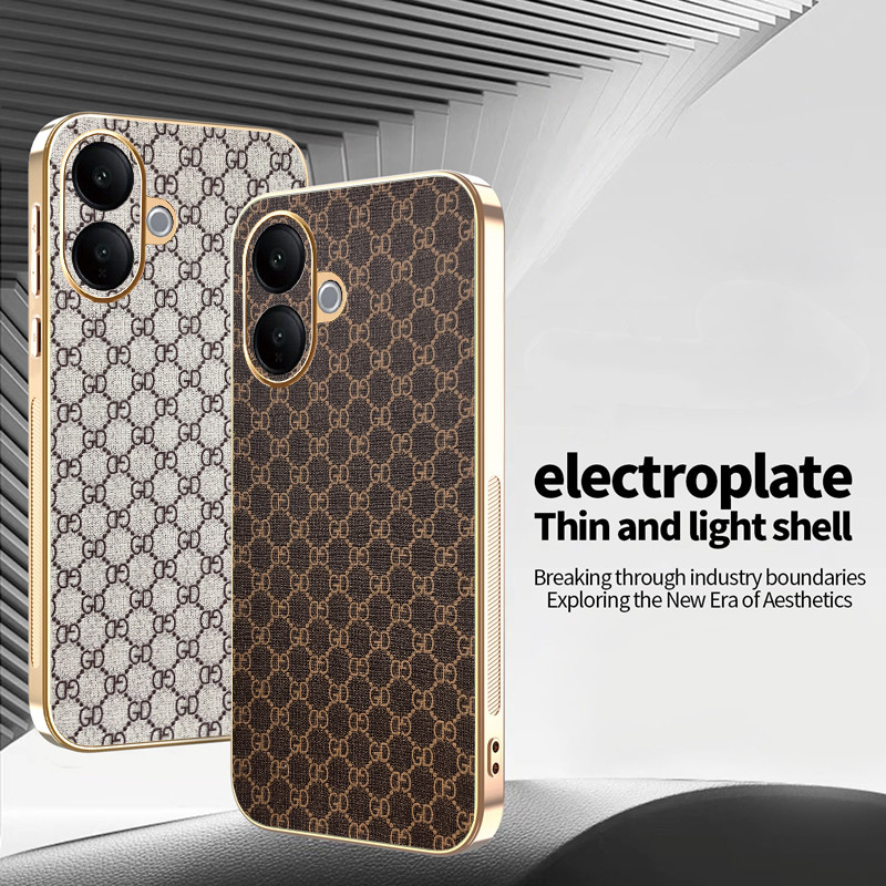 Ốp Lưng Cho Vivo V60 Lite Sang Trọng Cổ Điển Da Thời Trang Mạ Điện TPU Edge Chống Rơi Vỏ Bảo Vệ Điện Thoại