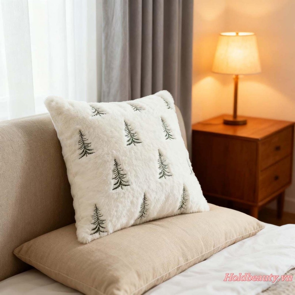 Giáng Sinh Vỏ Gối Thêu Cây Ném Gối Trang Trí Nhà Cho Sofa Phòng Ngủ