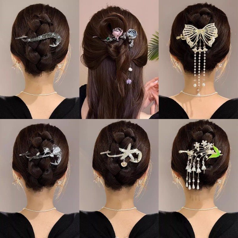 Kẹp Tóc Hoa Nữ Tính Khí Phong Cách Mới Thời Trang Kẹp Xoắn