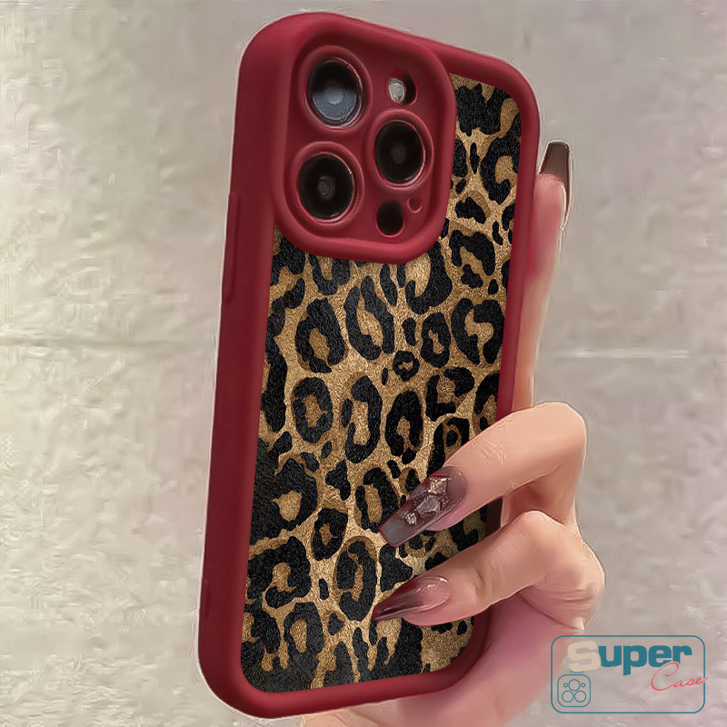 Ốp Lưng Tương Thích Cho IPhone 17 16 11 13 15 12 14 Pro Max 17 16 14 15 12 13 Pro 7Plus 8 15 7 14 16 6s 6 Plus XR XS X Max Air Full Màn Hình Thời Trang Da Báo Nâu Bao da mắt thiên thần