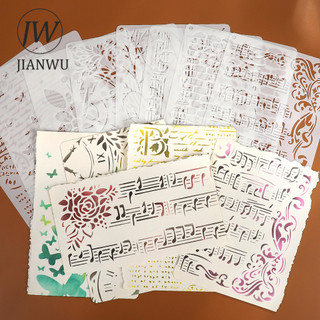 JIANWU 8 Cái / bộ Vintage Âm Nhạc Ghi Chú Bướm Vật Liệu Phong Cảnh Cắt Rỗng Mẫu Sáng Tạo Rác Tạp Chí Văn Phòng Phẩm