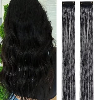 GUSTAVA Kẹp Trong Phần Mở Rộng Tóc, Điểm Nổi Bật Kẹp Lấp Lánh Nhiều Màu Sắc Tóc Tinsel, Thời Trang Tổng Hợp Dài Thẳng Cổ Tích Tóc Giả Tóc Giả Nữ