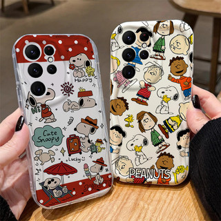 Ốp Điện Thoại Cho Samsung Galaxy S24 S25 Ultra FE S24 Plus A24 A22 A23 A52 A52S 5G Bìa Phim Hoạt Hình Dễ Thương Hợp Thời Trang Snoopy Chống Sốc Bảo Vệ Camera Trong Suốt Kem Sóng Cạnh
