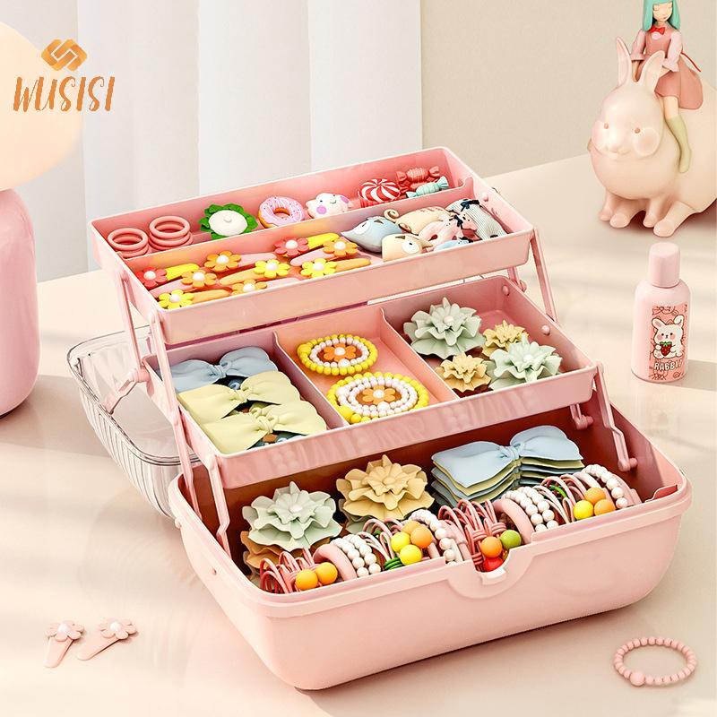 [WUSISI] Dụng cụ sắp xếp kẹp tóc nhiều lớp Hộp đựng trang sức cô gái dễ thương Giá trưng bày dây Phụ kiện tóc trẻ em Hộp lưu trữ MỚI