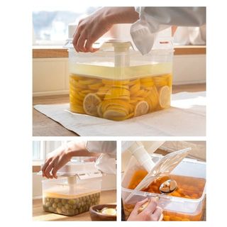 Hộp nén dưa, hộp đựng Kimchi hình chữ nhật 5L,Loại nén di động có tấm ép dung tích lớn