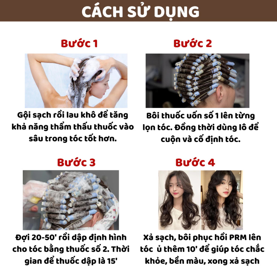Thuốc uốn tóc tại nhà dành cho cả Nam và Nữ, có kèm dụng cụ và video hướng dẫn uốn | Trunghair