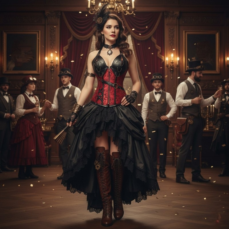 Corsetpunk Phong Cách Với Da PU, Thích Hợp Cho Trang Phục Halloween Và Dự Tiệc