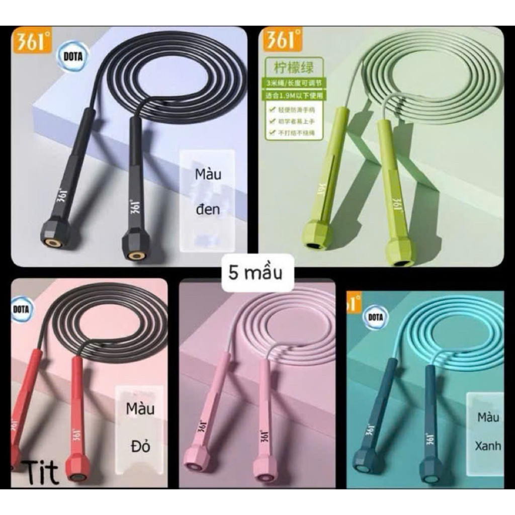 Dây Nhảy PVC 361 Chất Lượng Cao Giúp tập luyện tăng Cường Sức Khoẻ +( Tặng Kèm 1 tui đựng dây và đôi tất )
