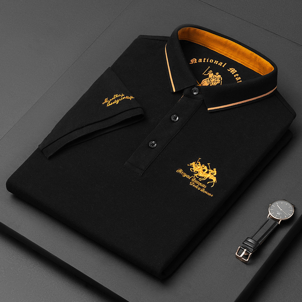 Áo Thun Ngắn Tay Nam Mới, Thêu Logo Polo, Phù Hợp Mùa Hè
