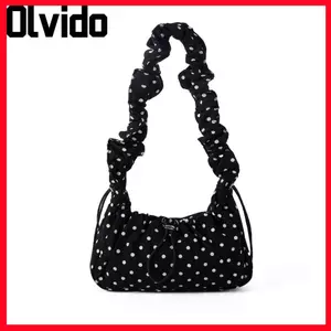 Túi đeo vai dây rút OLVIDO, Túi đeo nách siêu nhẹ dung tích lớn, Túi đeo chéo dây kéo chấm bi Nylon