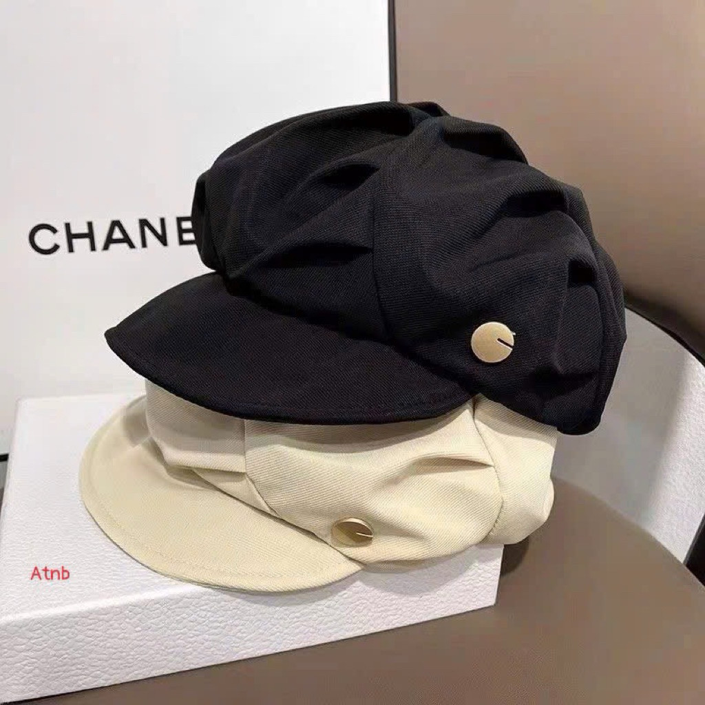 Mũ Nồi Nữ, Mũ Bebet Xếp Ly Đính Cúc Màu Trơn Đơn Giản Phong Cách Trẻ Trung Mẫu Mới Phụ Kiện Thời Trang Mũ Đội Đầu