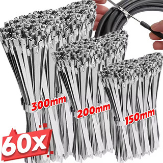 20 / 40 / 60 Dây buộc cáp thép không gỉ - Dây đeo vòng buộc tự khóa hạng nặng đa năng 150 / 200 / 300mm