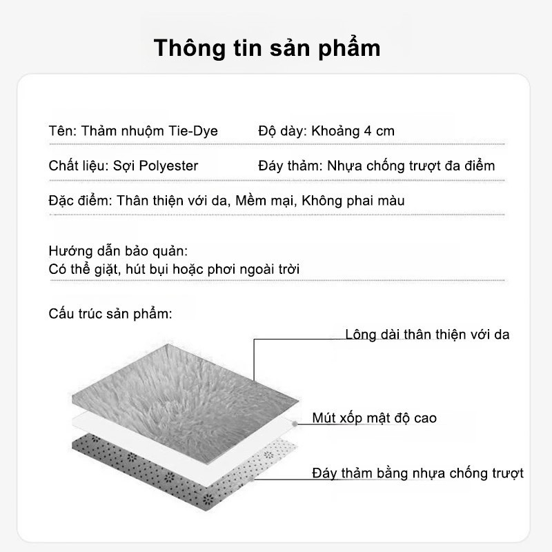 Thảm lông trải sàn decor phòng ngủ sang trọng, Thảm lông mềm mịn chống trượt trang trí phòng khách DINOHOME
