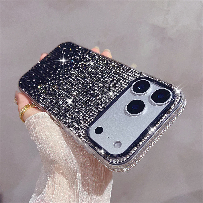 Ốp điện thoại kim cương lấp lánh lấp lánh sang trọng cho iPhone 17 Pro Max 16 11 12 13 14 15 pro max Air 15 16 plus Bảo vệ ống kính chống rơi Vỏ cứng bảo vệ điện thoại