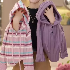 Áo Len Bé Gái Mùa Thu 2025 Phong Cách Mới Lớn Bé Gái Thời Trang Áo Len Dày Bé Gái Phiên Bản Hàn Quốc Phong Cách Nóng Dây Kéo