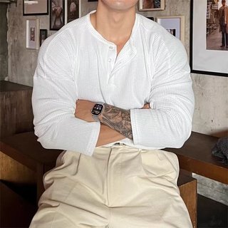 Áo sơ mi Henley nam tay dài thoáng khí, phù hợp mặc hàng ngày