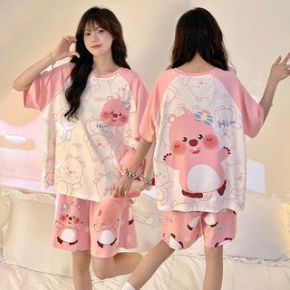 Bộ đồ ngủ mùa hè nữ mẫu mới 2025, đồ mặc nhà nhẹ tay ngắn dễ thương hoạt hình, Cổ Tròn Size Lớn dễ phối,đồ ngủ,đồ bộ nữ đồ mặc nhà