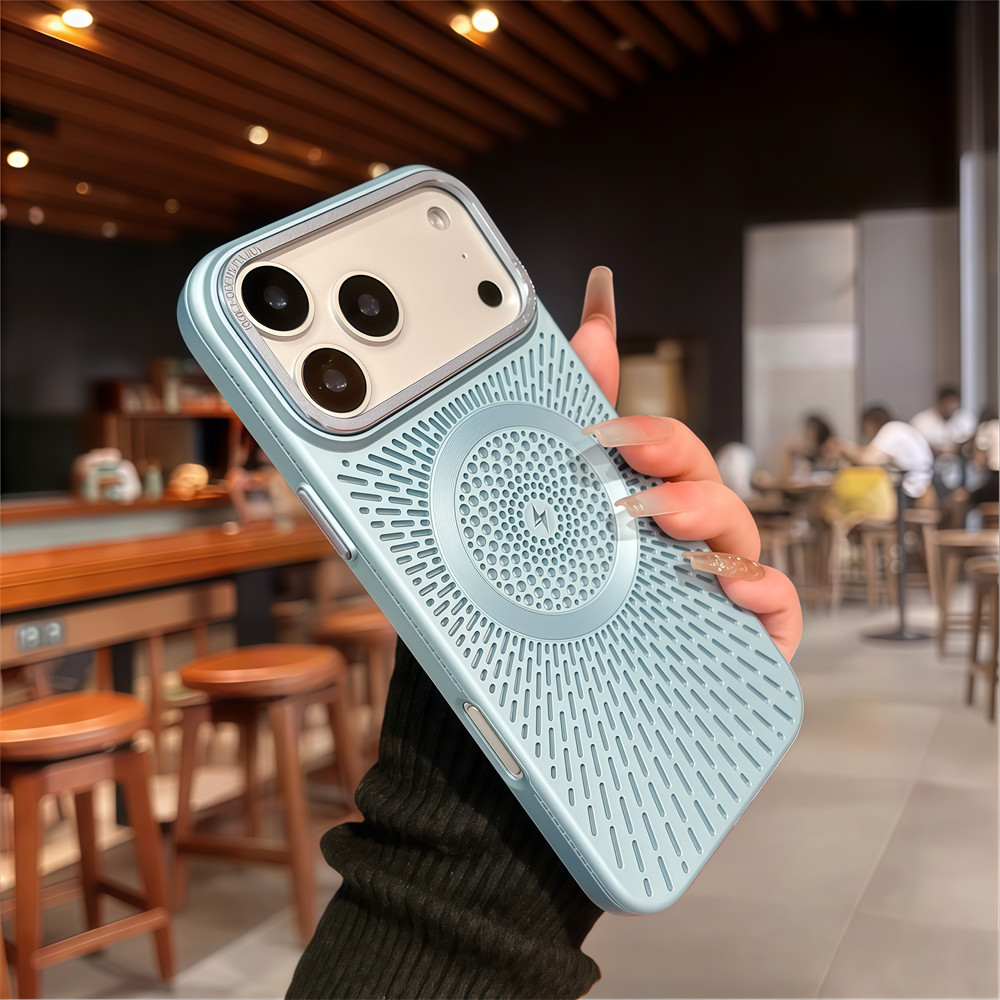 Ốp điện thoại từ tính tản nhiệt chất lượng cao cho iPhone 17 Pro Max 12 13 14 15 16 pro max 15 16 plus Bảo vệ ống kính chống rơi Vỏ cứng Vỏ điện thoại