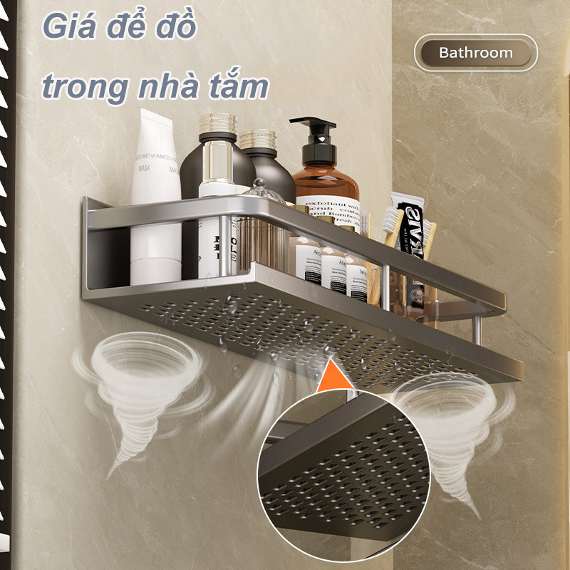 Kệ Đựng Đồ Nhà Tắm Treo Tường Không Cần Khoan, Nhôm vũ trụ dày hơn Chống Gỉ, Chịu Lực Tốt