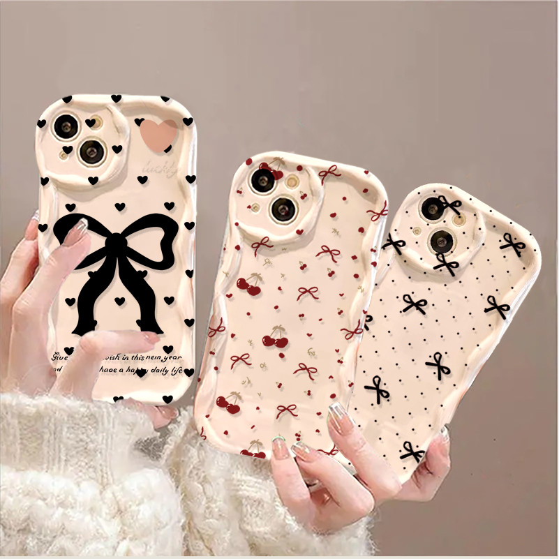 Ốp Điện Thoại Cho Honor 90 400 Lite 200 Pro 20 MAGIC 7LITE X9D X8C X9C Thông Minh 5G Nơ Dễ Thương Cherry Lichee Vỏ Silicon Sóng Bên