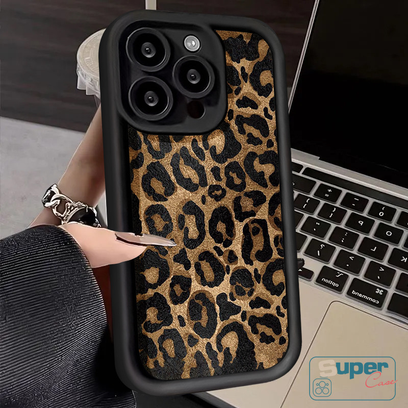 Ốp Lưng Tương Thích Cho IPhone 17 16 11 13 15 12 14 Pro Max 17 16 14 15 12 13 Pro 7Plus 8 15 7 14 16 6s 6 Plus XR XS X Max Air Full Màn Hình Thời Trang Da Báo Nâu Bao da mắt thiên thần