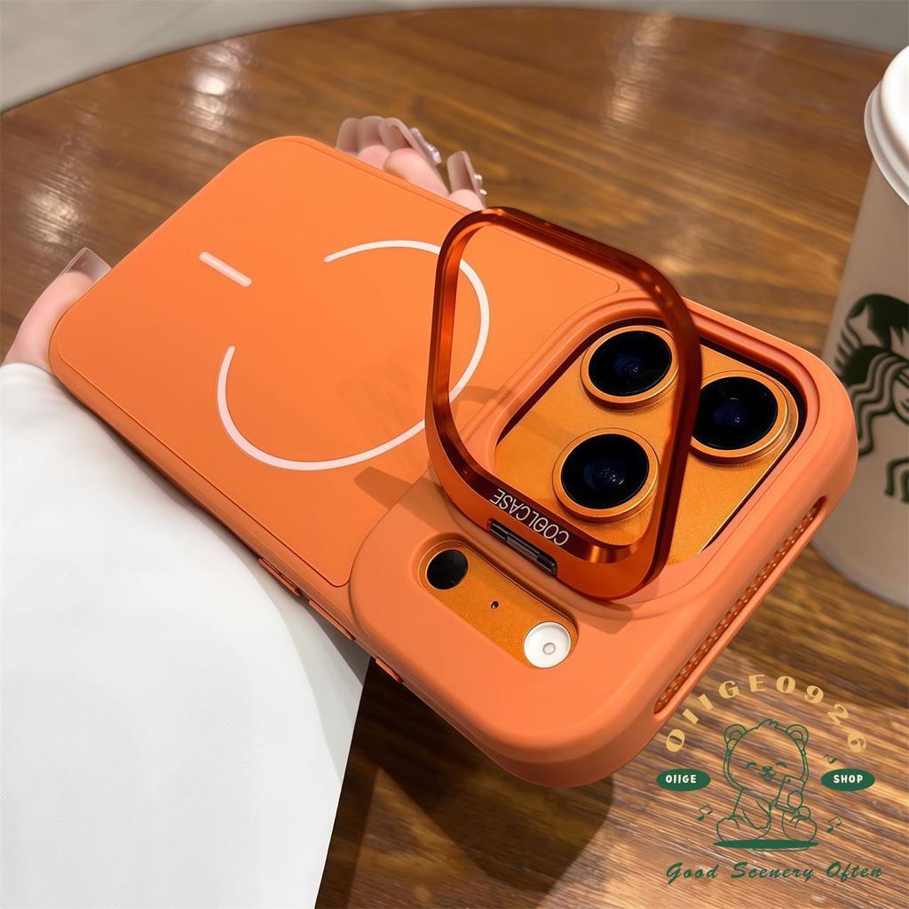 【 Ốp lưng iPhone17 】 Vỏ điện thoại từ tính hình dạng lỏng màu cam iphone17 Pro Max 16 15 14 13 12 cho vỏ iPhone Vỏ mềm silicon TPU chống sốc