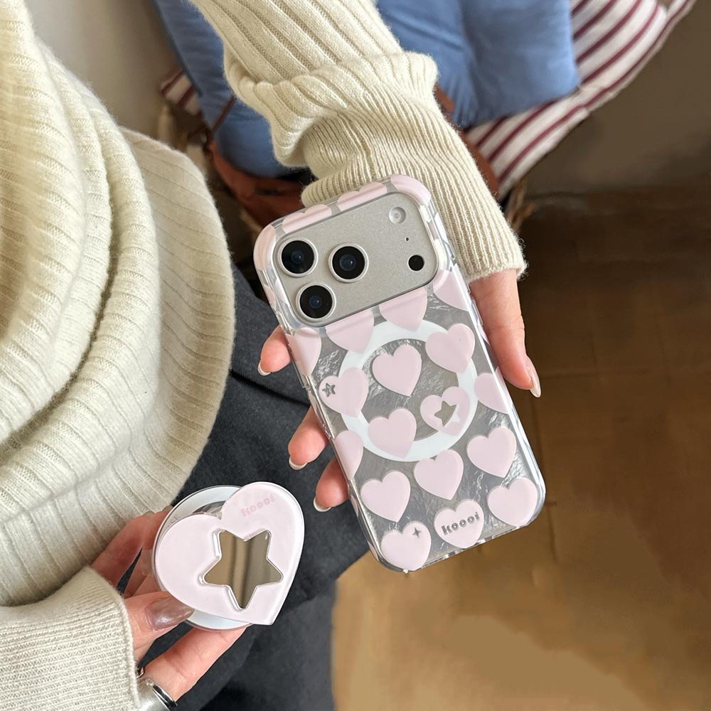 Ốp lưng cứng Tương thích với iPhone 13 14 14Pro 14ProMax 15 15Pro 15ProMax 16 16Pro 16ProMax 17 17Pro 17ProMax 17Air Pink Blue Love Pattern Magnet Case