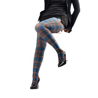 Quần in hình ASDFGER, Quần lót nữ Tartan cổ điển họa tiết kiểm tra của Scotland, Quần ống cao bán-Opaque màu đỏ tím xanh