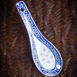 Thìa sứ Jingdezhen xanh trắng, bộ đồ ăn, thìa cơm/canh, phong cách Trung Quốc