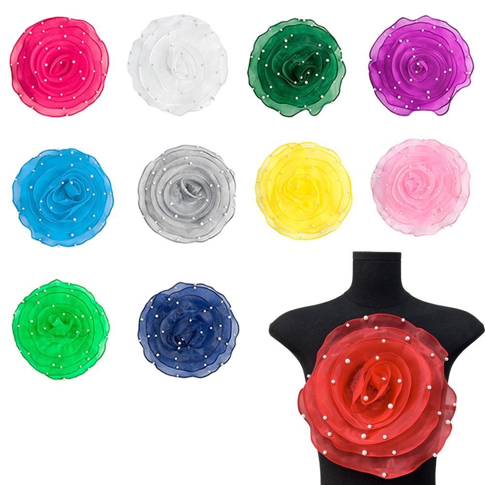 Miếng dán hoa hồng MERIGGIARE, Hoa ngực vải Organza nhân tạo, Phụ kiện trâm cài đầu hoa 26,5cm dễ thương