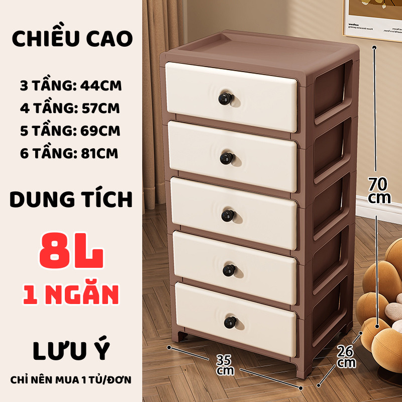 Tủ Nhựa Ngăn Kéo Nhiều Tầng ENODA HOME, Tủ Nhựa Đựng Đồ Đa Năng Tự Lắp Ráp Thiết Kế Hiện Đại Có Bánh Xe TUN017