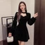 đầm tay dài công sở cao cấp tiểu thư nàng thơ suông dáng dài đầm nữ xinh đen thiết kế sang chảnh