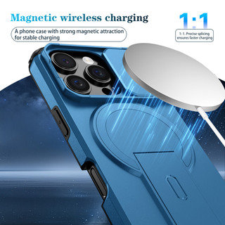 Dành Cho iphone 16 Pro Max Ốp điện thoại Trượt Camera Đứng Ẩn Từ Tính Sẵn Sàng Lưng Cứng Khung Silicon Mềm Chống Rơi Mỏng Bao