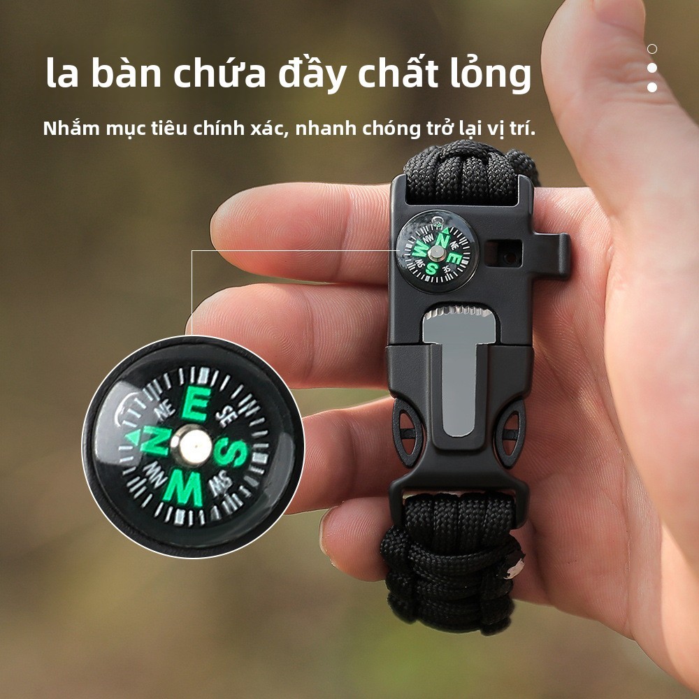 Đa chức năng Leo núi ngoài trời La bàn Dây ô Vòng tay SOS Còi khẩn cấp Thiết bị sinh tồn