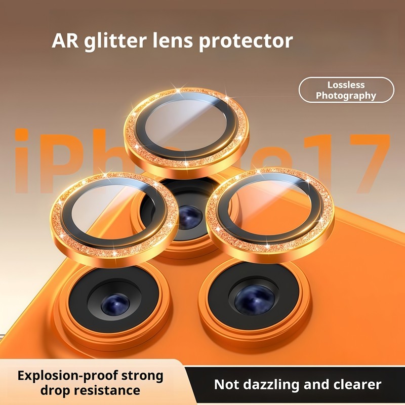 Phim bảo vệ camera điện thoại bột lấp lánh sang trọng cho iPhone 17 pro max 13 14 15 16 Pro Max Air 16 plus Phim bảo vệ màn hình ống kính cho ống kính máy khoan flash