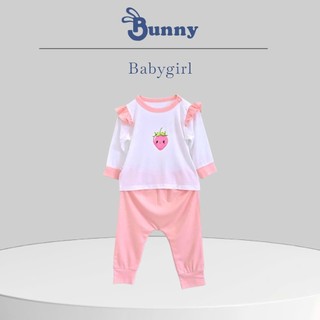(4-15kg) Bộ quần áo cài vai Bunnybaby cho bé gái chất thun Modal mềm mát