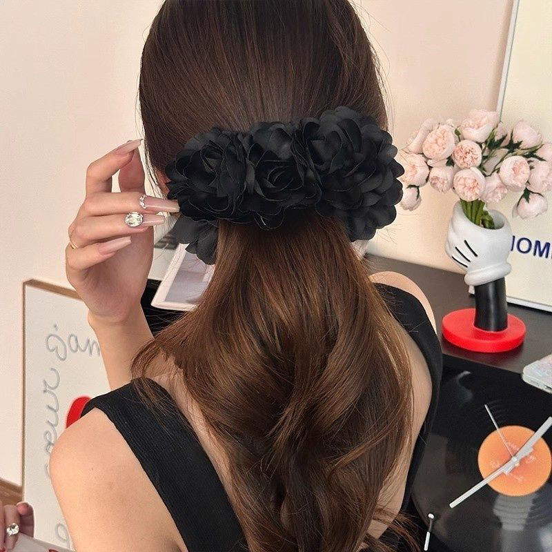 Kẹp tóc nơ đen trắng, phụ kiện tóc thời trang và đơn giản