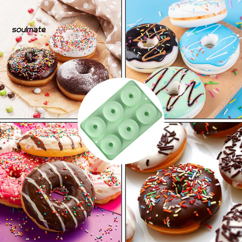Linh hồn| Gia Đình Tập Hợp Khuôn Nướng Bánh 6 Cốc Khuôn Bánh Donut Silicon Cho Món Tráng Miệng Tự Làm Chảo Nướng Chống Dính Cho Bánh Doughnuts Bánh Và Bánh Ngọt Máy Nướng Cho Những Người Yêu Socola
