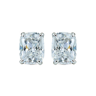 Bông tai trắng zircon 8*10mm phong cách châu Âu - Mỹ, thiết kế đơn giản